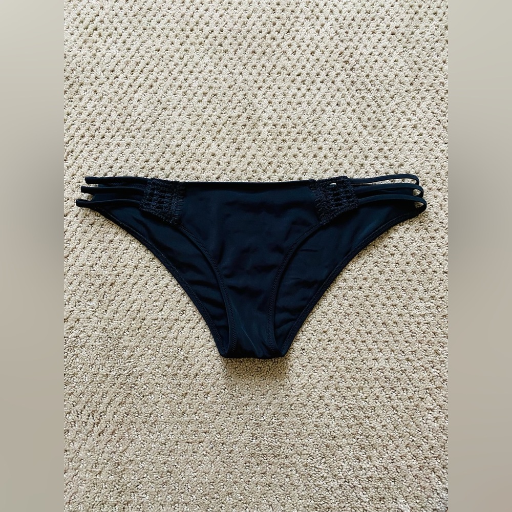 Victoria’s Secret Strappy/Cheeky Black Bikini Bottoms